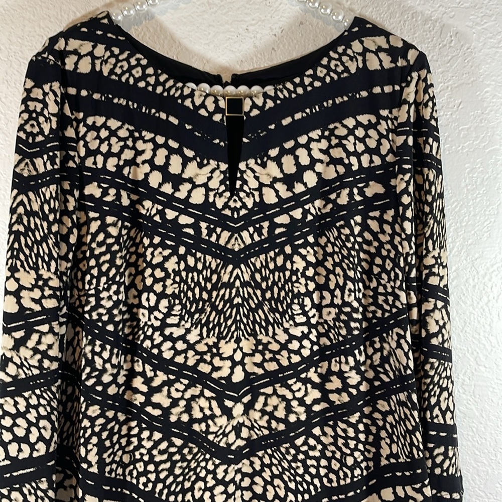 TAHARI BY ARTHUR S. LEVINE Abstract Print Shift Dress 3/4 Sleeves Size 12 NEW - Picture 2 of 9